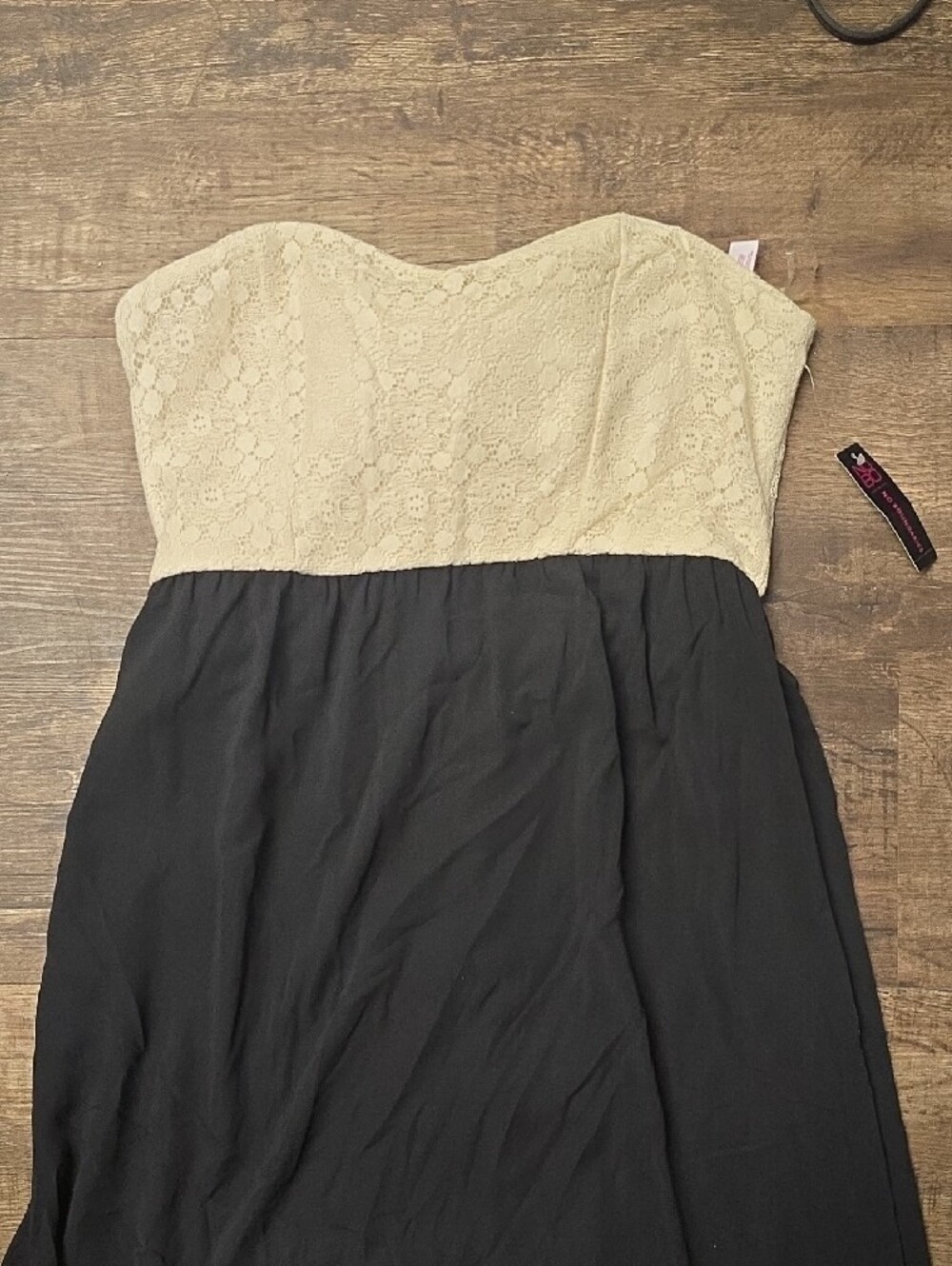 NWT Strapless Black Maxi Skirt with Cream Lace Bodice